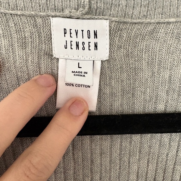 Peyton Jensen Gray Open Front Duster Cardigan Ribbed Long Sleeve 100% Cotton - Picture 3 of 3